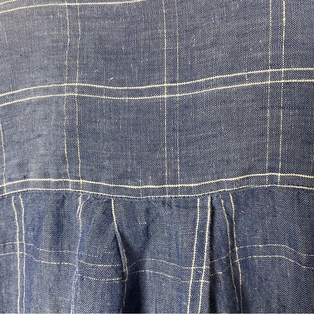 INSIGHT Blue Plaid‎ Lined Linen Shirt, L - Picture 5 of 9